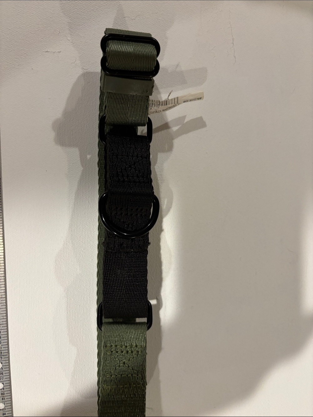 Adjustable large Dog collar Olive Green & Black Nylon Strap with D-Ring
